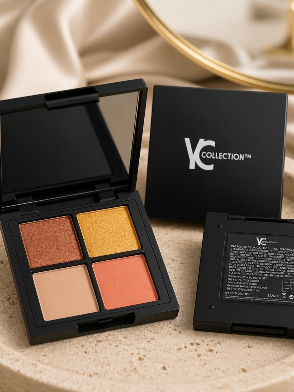 Y COLLECTION 4-Color Eyeshadow Palette – Copper, Gold, Peach, Nude